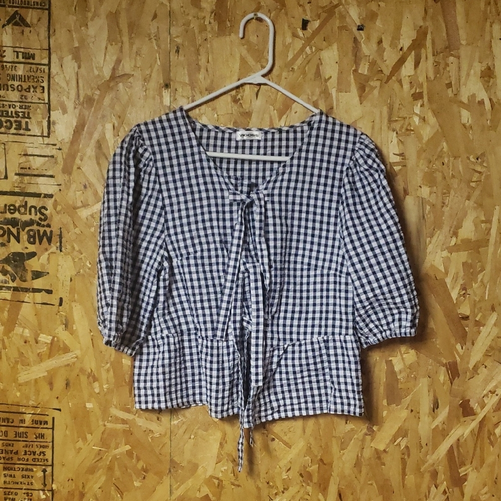 Vigoss Black and White Checkered Blouse